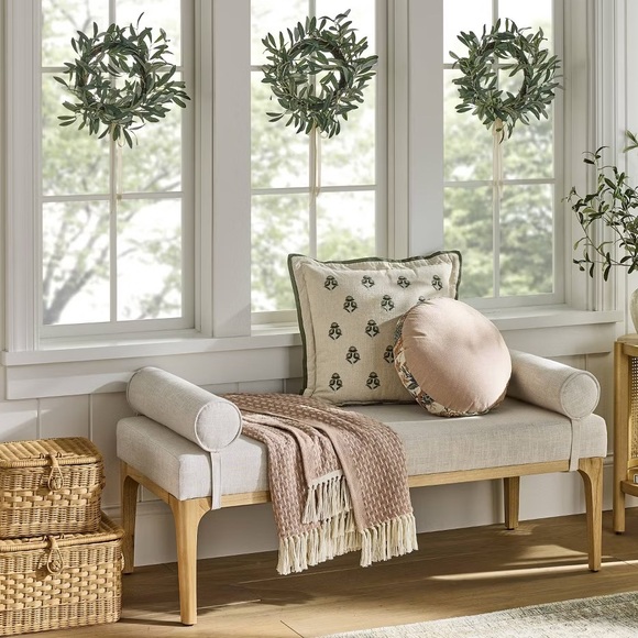 Studio McGee New Woven Pattern Cotton Blend Tassel Throw Blanket 50"x60" Blush - Picture 3 of 14